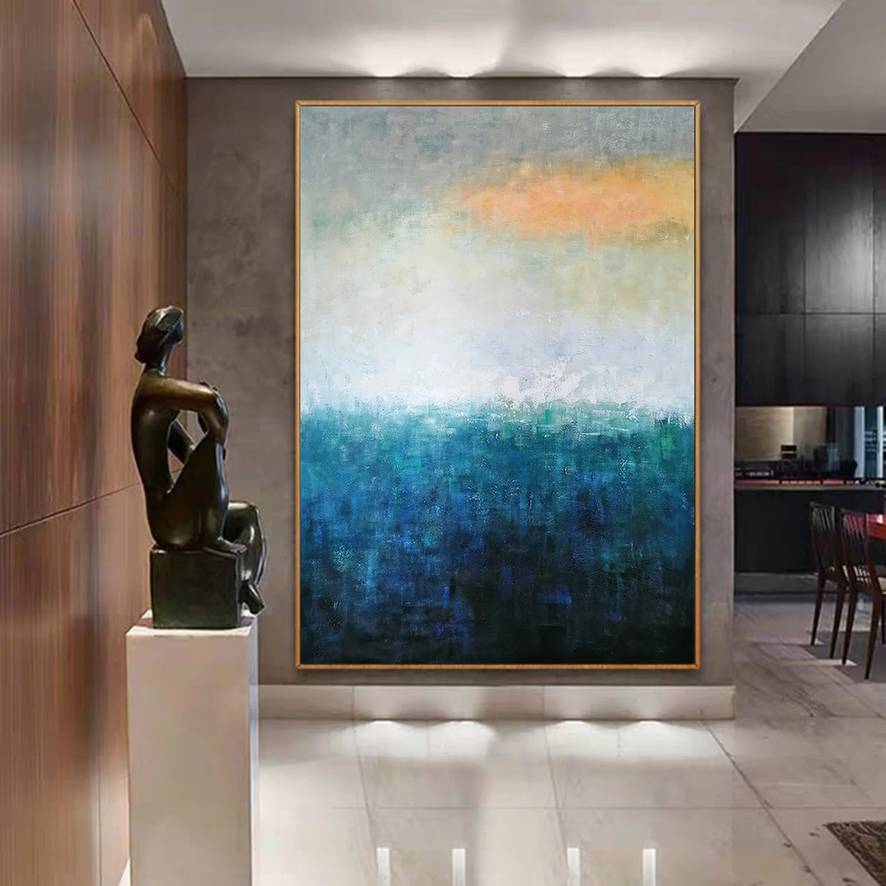 Navy Deep Yellow Abstract Canvas Artwork V8CEB wall art
